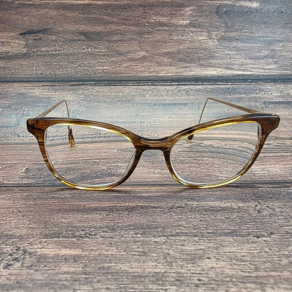 Christian Siriano Laetitia Brown Woodgrain Cat Eye 53-18 140 FRAMES ONLY